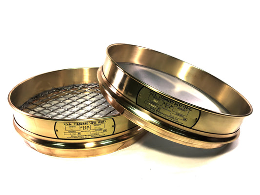 12" Sieve, Intermediate-Height, #200, Brass with Stainless Steel Mesh WITH Backup Cloth