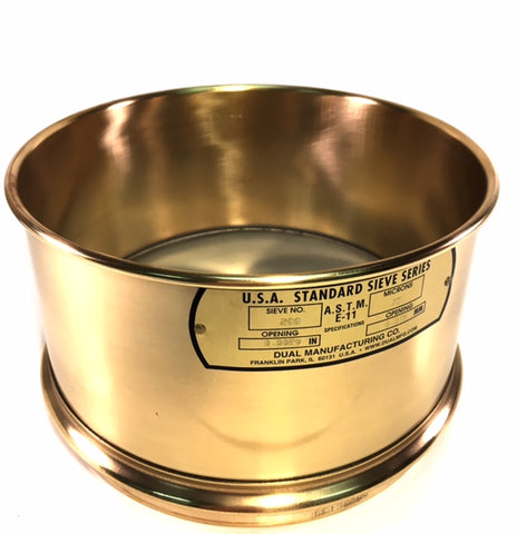 8" Diameter #200 Wet Wash Sieves,  Brass with Stainless Steel Mesh - Available WITH or WITHOUT Backup Cloth
