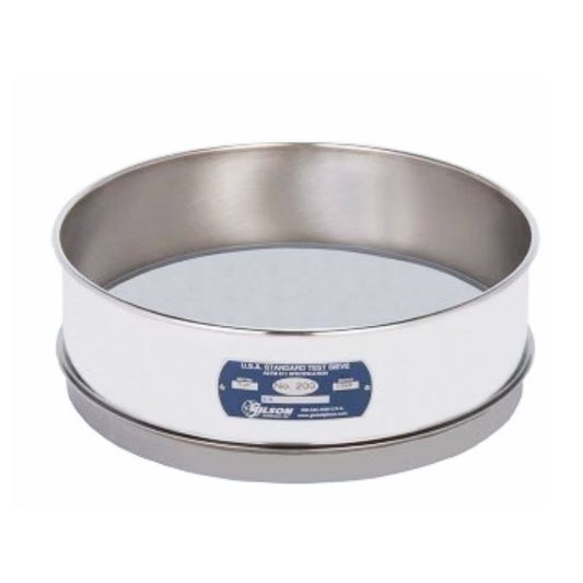 12" Sieve, Intermediate-Height, #200, All Stainless w/ Back-Up Cloth