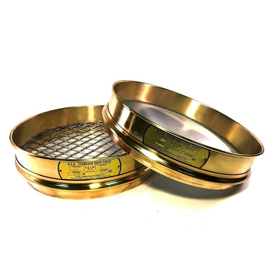 12" Sieve, Intermediate-Height, #200, Brass with Stainless Steel Mesh WITH Backup Cloth