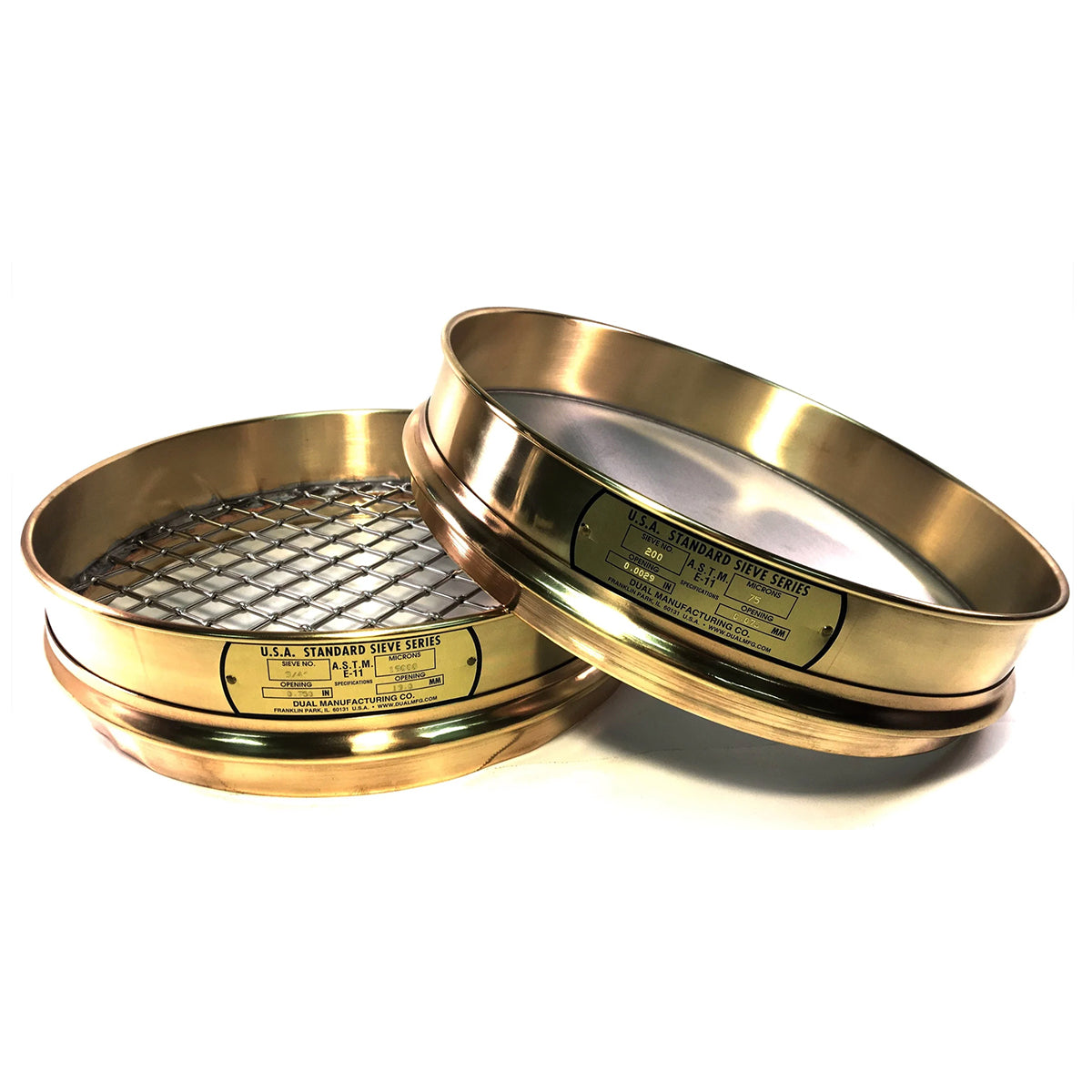 12" Sieves - Intermediate Height - Brass w/ SS Mesh