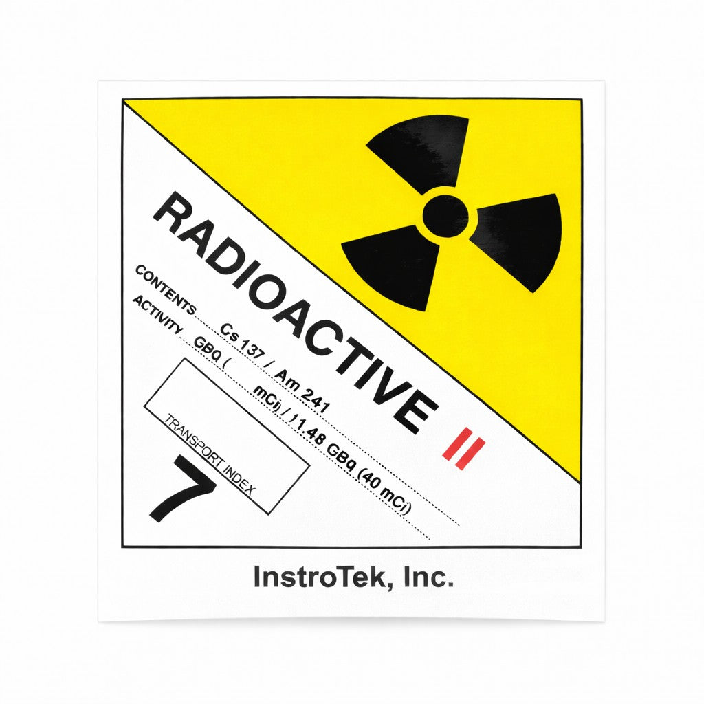 Yellow II Transport Label - Nuclear Gauge - For 3411, 3430, 3440, 3450 &5001 Series gauges