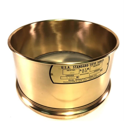 8" Diameter #200 Wet Wash Sieves,  Brass with Stainless Steel Mesh - Available WITH or WITHOUT Backup Cloth