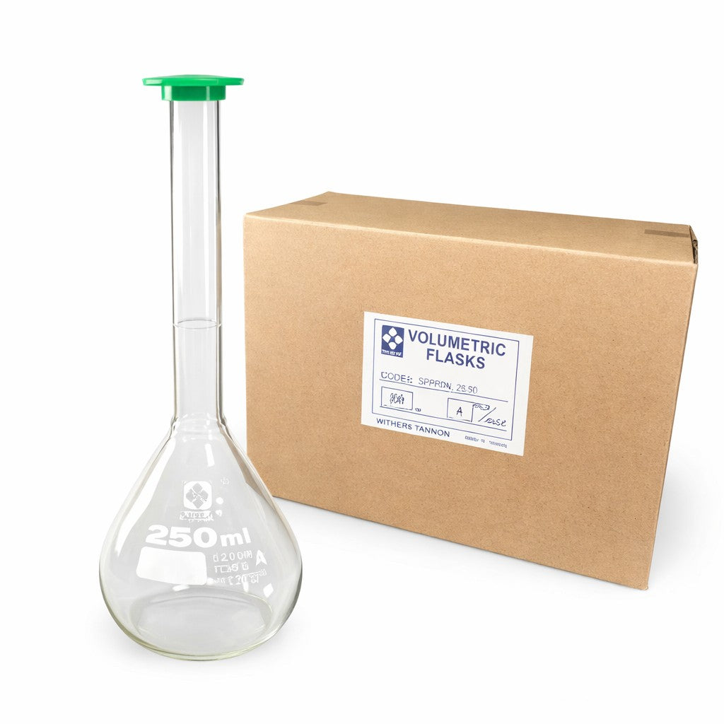 250mL Volumetric Flask with Snap Cap, Pack of Four