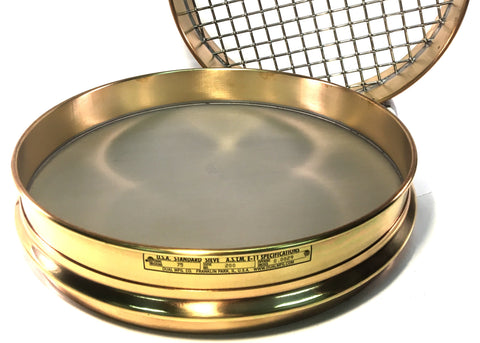 12" Sieves - Half Height - Brass w/ Stainless Steel Mesh
