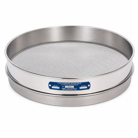 12" Sieve, Half-Height, #200, All Stainless w/ Back-Up Cloth