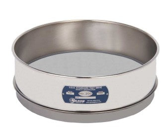 12" Sieve, Intermediate-Height, #200, Stainless with Stainless Steel Mesh WITH Backup Cloth