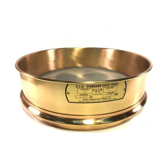 Wash Sieve - 12", #200, Brass w/ Stainless Steel Mesh WITH Backup Cloth