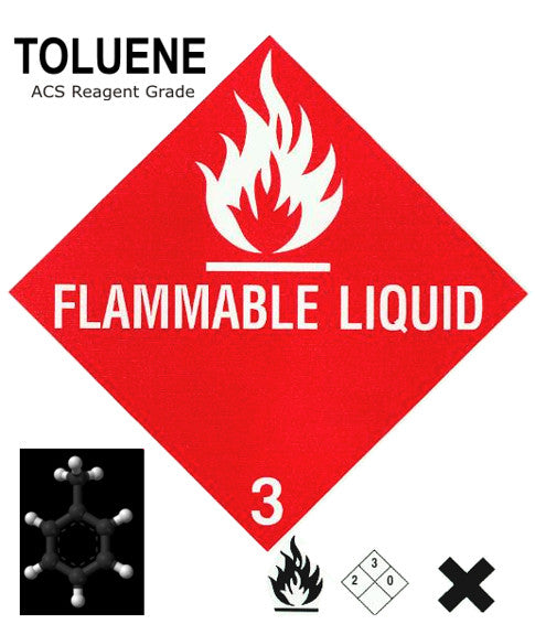 Toluene ACS Grade, Four 4-Liter Bottles
