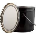 Pallet of 144- 3.5 Gallon- Open Top, Black Steel Pails w/ Lids.