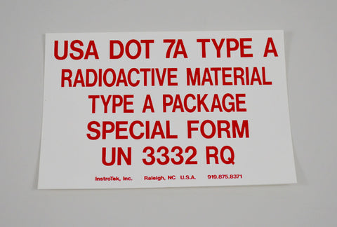 Label - Type A for Moisture/Density Gauges
