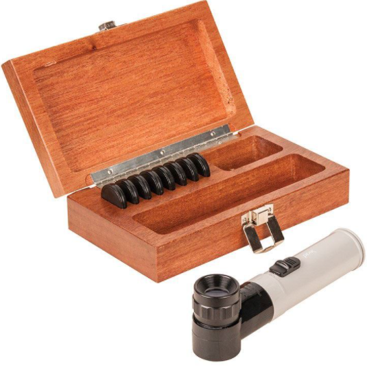 10x Optical Comparator with Wooden Case – Includes 9 Lenses
