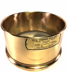 8" Diameter #200 Wet Wash Sieves,  Brass with Stainless Steel Mesh - Available WITH or WITHOUT Backup Cloth