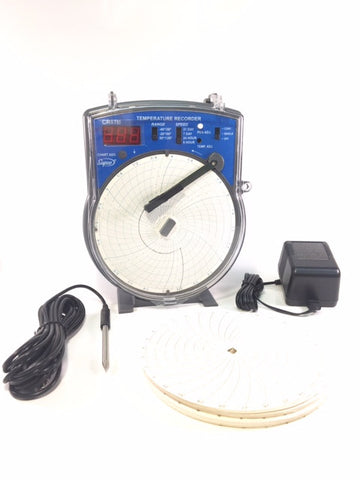 Fahrenheit Temperature Recorder Supplied with: 12-Volt AC Adapter, 2 Cartridge Pens, 60 Assorted Cha