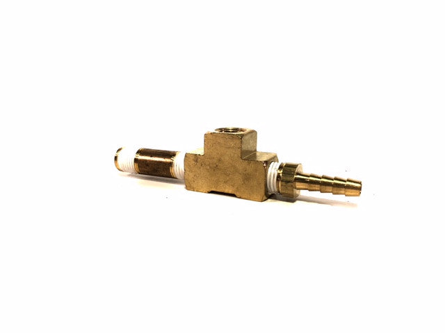3-Way Brass T-Fitting with 1/4" Hose Barb for Vacuum Gauge
